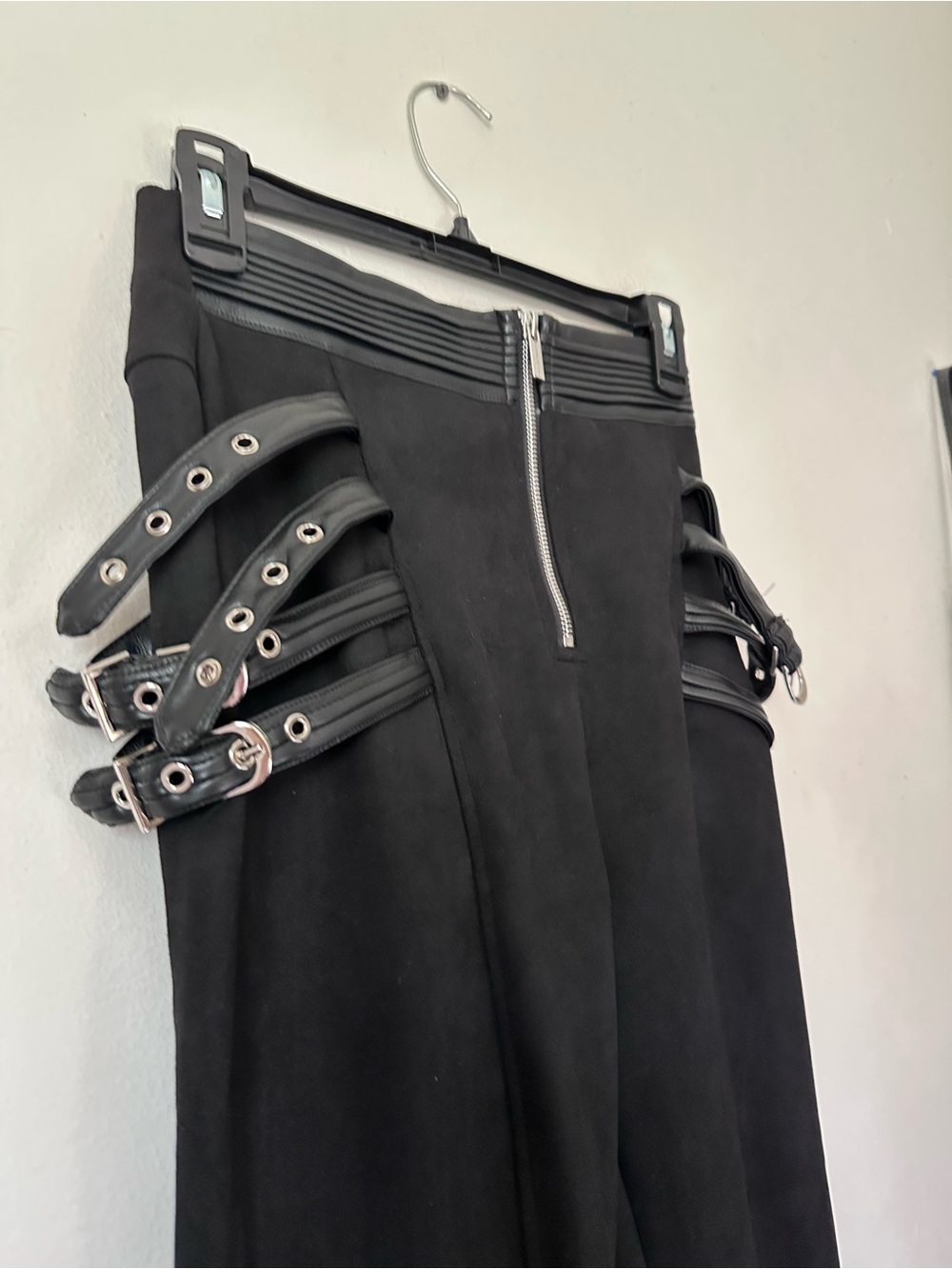 Black High-Waist Tailored Pants with Buckle Details - Picture 13 of 16
